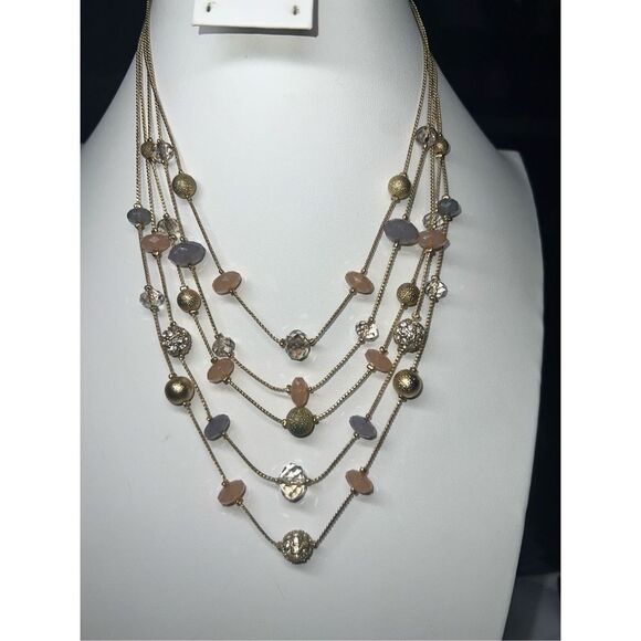 INC International Concepts Multi Layered Bead and Crystal Statement Necklace - Picture 2 of 6